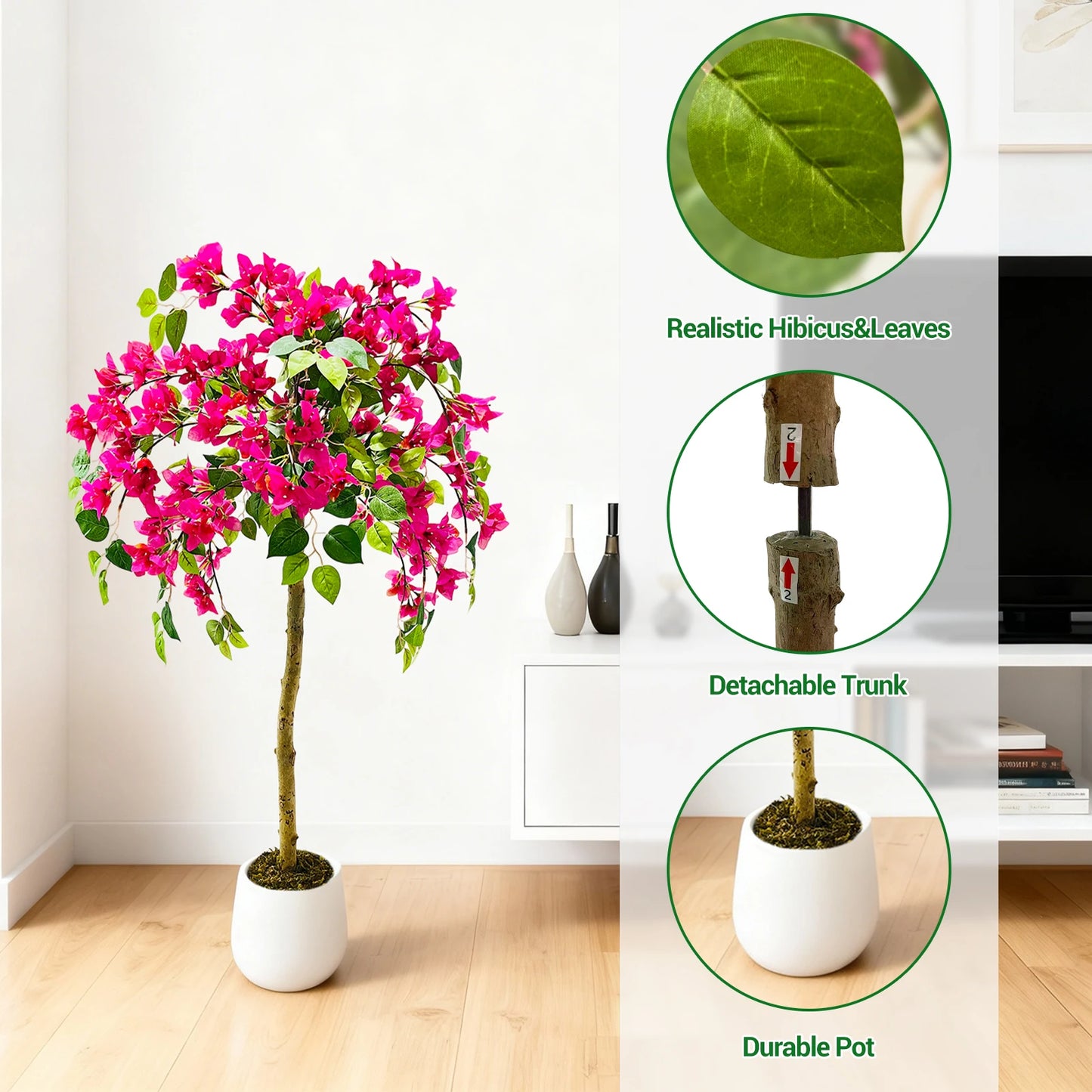 Bougainville Artificial Flowers Decorative Artificial Plants, Large Decorative Flowers for Entrance, Balcony, Windowsill, Corner