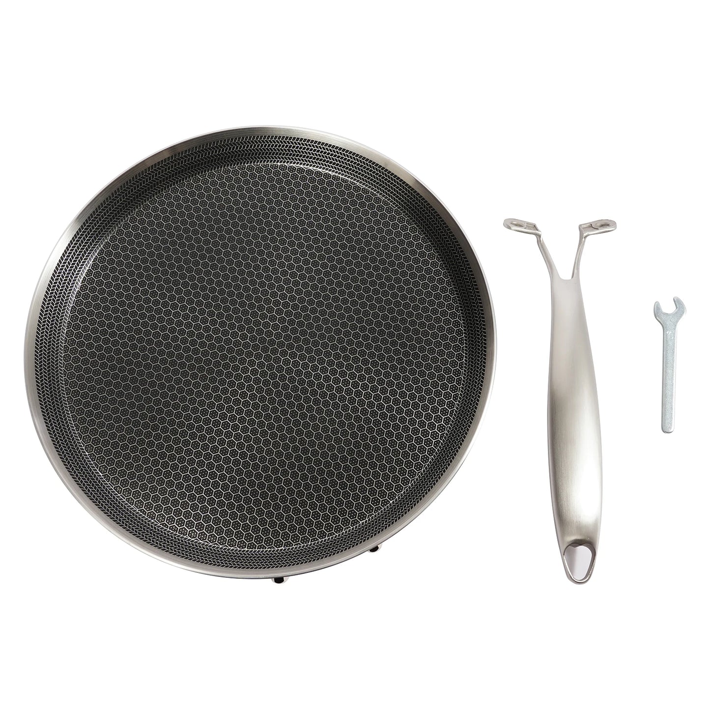 11 Inch Cooking Pan, Stainless Steel Crepe Pan, Single-sided Honeycomb Process + Non-stick Coating, fit Various Types of Stoves