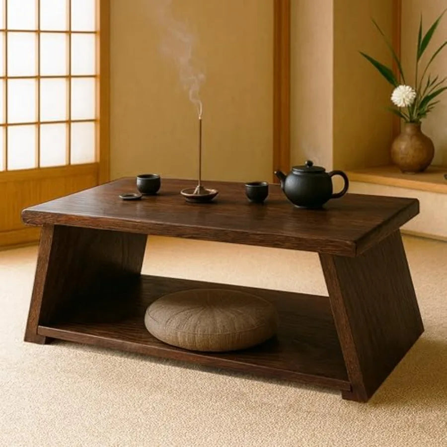 Japanese Low Floor Table Folding Coffee Tables22''x13.5'' Paulownia Wood Tables Tatami Tables Meditation Table Altar with Stora