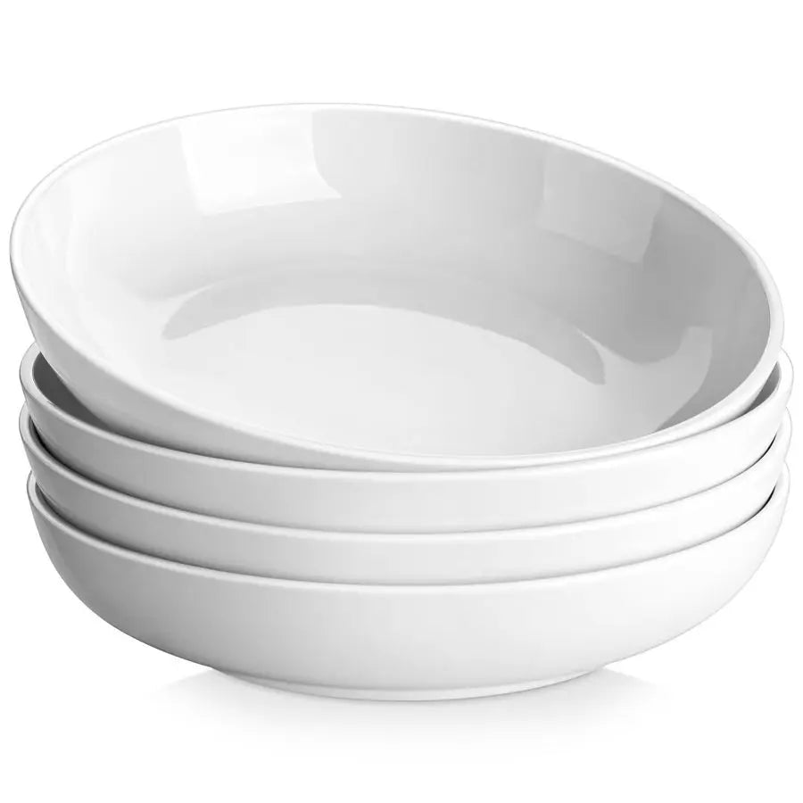 10 Large Pasta Bowls, 56 OZ White Salad Bowls Soup Bowls, Porcelain Serving Bowls Set of 4, Large Kitchen Bowl Plates Pasta Plat