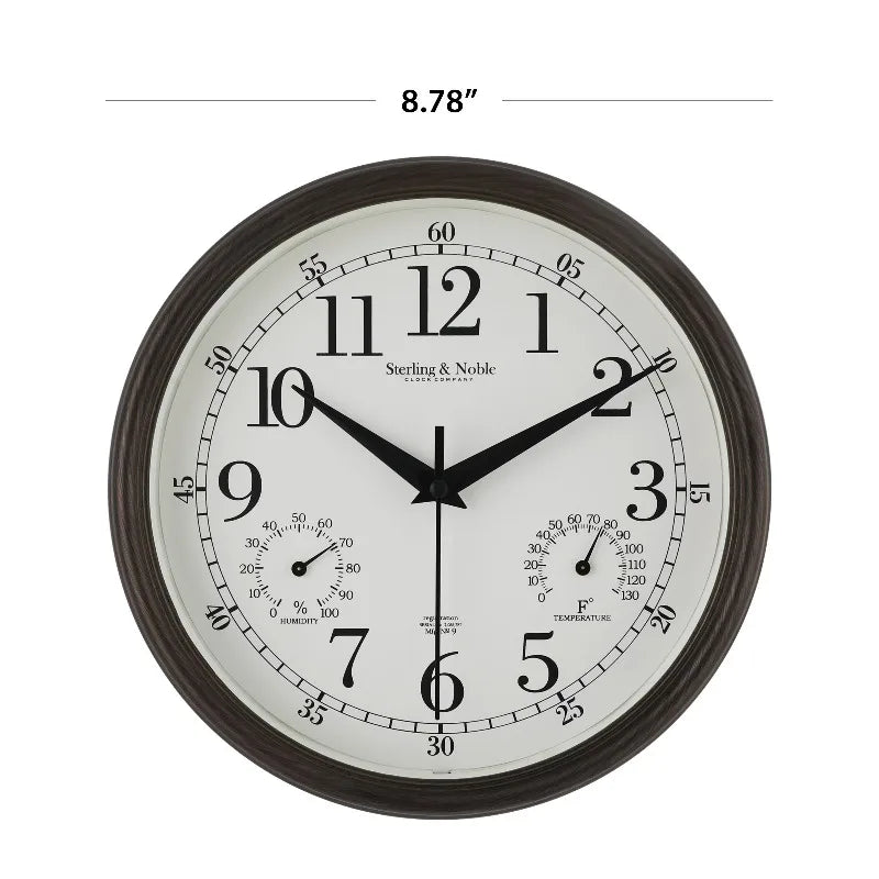 8.75" Indoor/Outdoor Antique Bronze Round Arabic Analog Wall Clock
