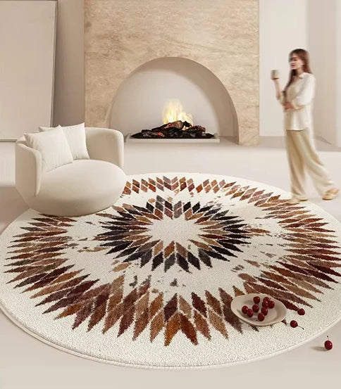 Cream Style Bedroom Decor Carpet Large Area Round Carpets for Living Room Home Thicken Washable Floor Mat Fluffy Soft Lounge Rug