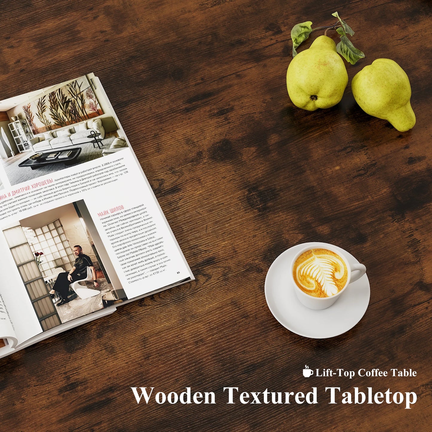 MCQ 39IN Lift Top Coffee Table with Storage For Living Room Wood Adjustable 2 Shelves Easy Lift Or Lower For Tea Dining Tables