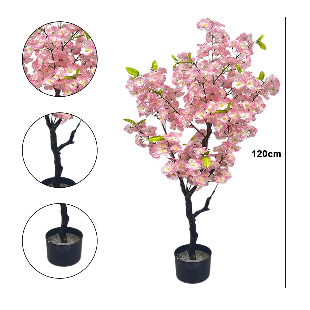 Artificial Cherry Blossom Tree 5FT Tall Potted Faux Cherry Blossom Tree In Pot Fake Cherry Blossom Tree For Home Office Decor