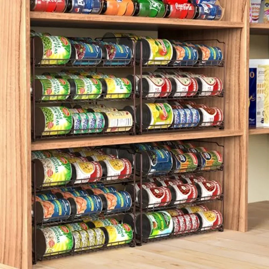 Stackable Can Organizer Rack for Pantry/Cabinet 11.5" D x 17" W x 13.75" H Holds 36 Cans 3-Tier Can Food Storage Dispenser Bron