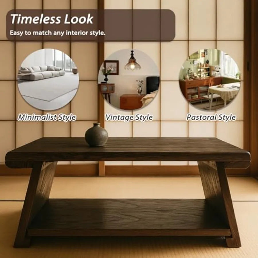 Japanese Low Floor Table Folding Coffee Tables22''x13.5'' Paulownia Wood Tables Tatami Tables Meditation Table Altar with Stora