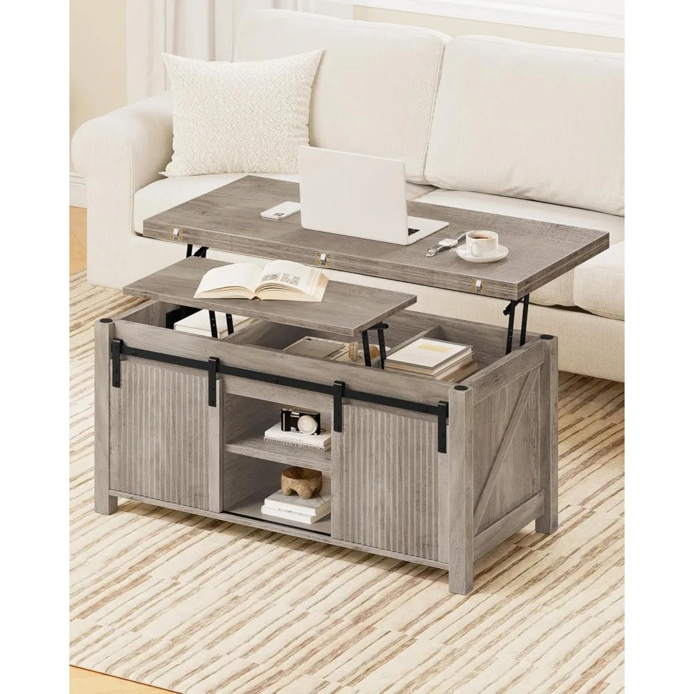 Preferred Lift Top Coffee Table, 4 in 1 Versatile Coffee Table, Farmhouse Convertible Coffee Tables, with Hidden Compartments, w