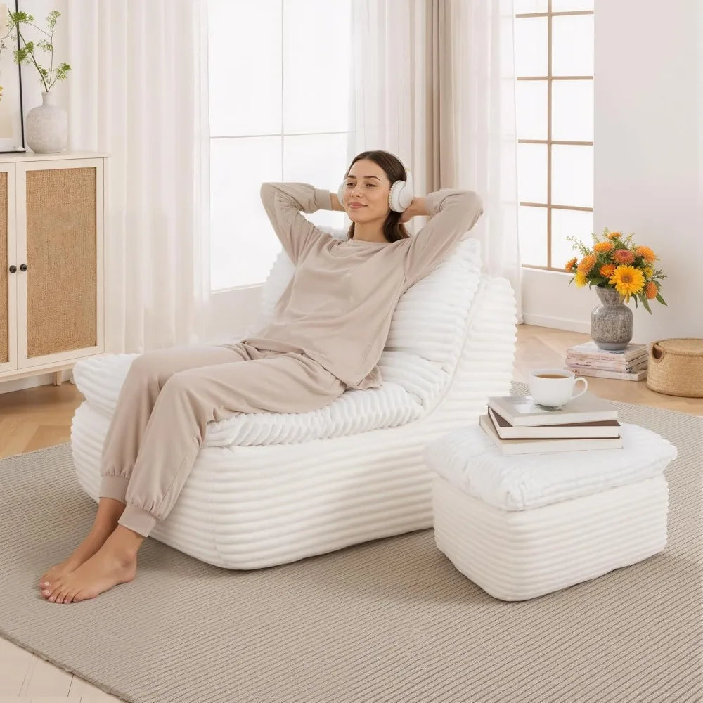 Frameless Recliner, Indoor Adult Beanbag Chair, Made with Compressed Memory Foam