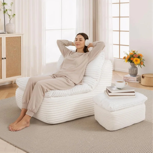 Frameless Recliner, Indoor Adult Beanbag Chair, Made with Compressed Memory Foam