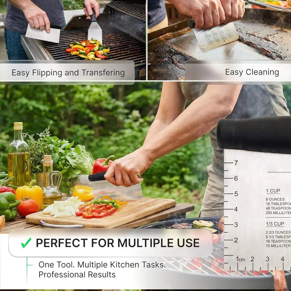 Heavy Duty Cast Iron BBQ Grill Skillet Pan - Commercial Grade Accessories Set of 3