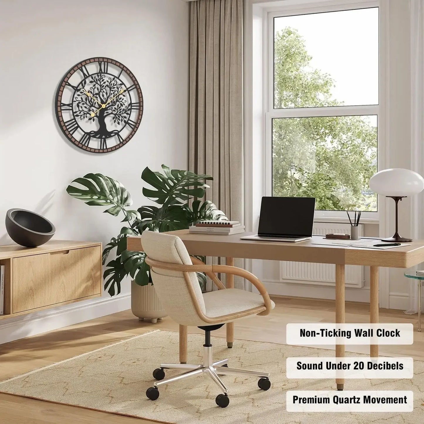 Activity priceRustic Large Wall Clock: 27Inch Farmhouse Tree of Life Metal with Wood Frame - Vintage Battery Operated Wall Clock