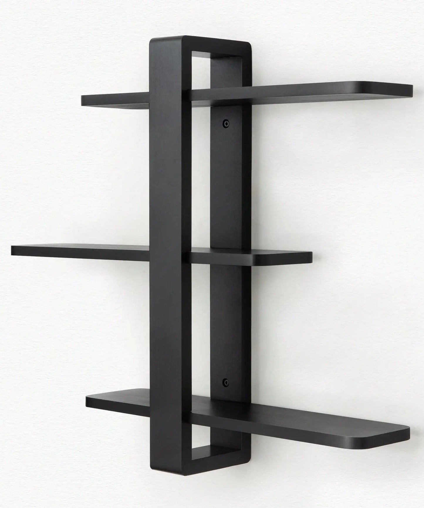 Mid-Century Modern Floating Shelves Set - 3-Tier Walnut Finish Large Wall Shelf, 20in Plant & Photo Display Storage For Living