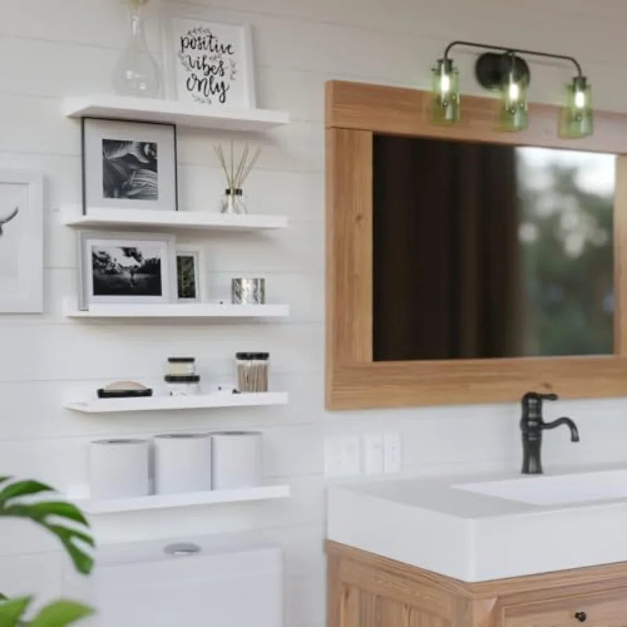 5 Set White Floating Shelves Wall Mounted Shelves for Wall Decor Modern Picture Ledge Shelf with Lip for Storage Nursery Bedroo