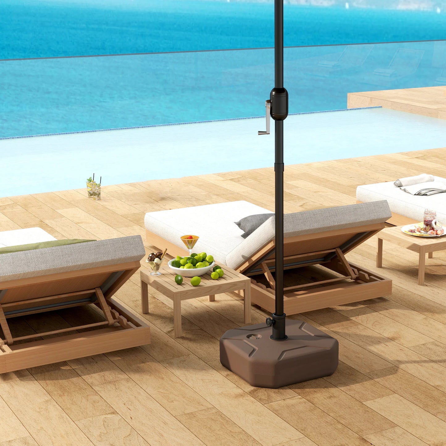 Heavy Duty Outdoor Umbrella Stand Base, Sand/Water Filled Umbrella Base, Brown