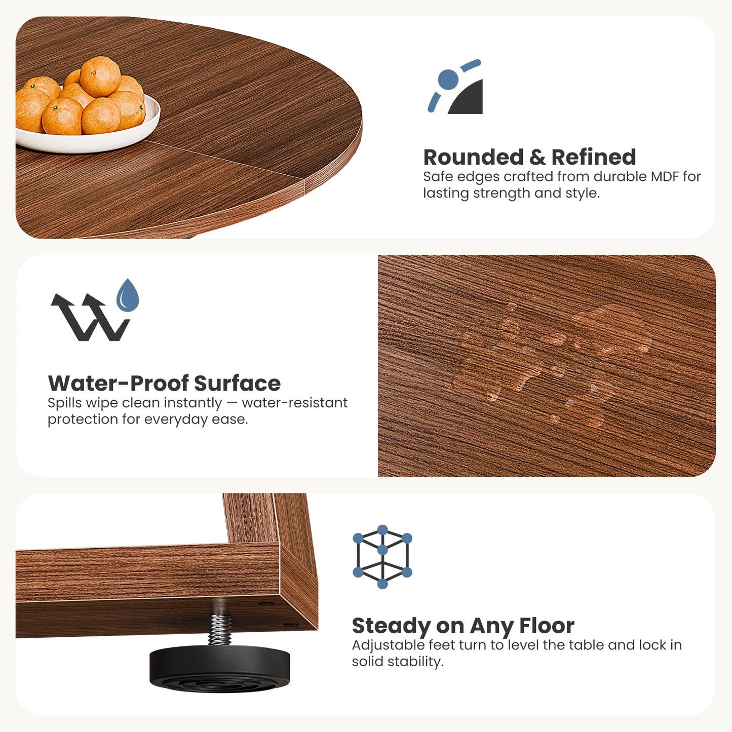 JHK Extendable Wood Round Dining Table Modern Kitchen Oval Dinner Table with Storage Shelf Pedestal Base Space Saving For Home