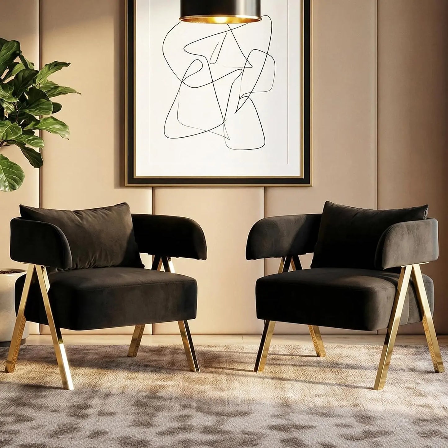 Modern Velvet Barrel Accent Chairs Set of 2, Comfy Reading Armchair for Living Room & Bedroom, Custom