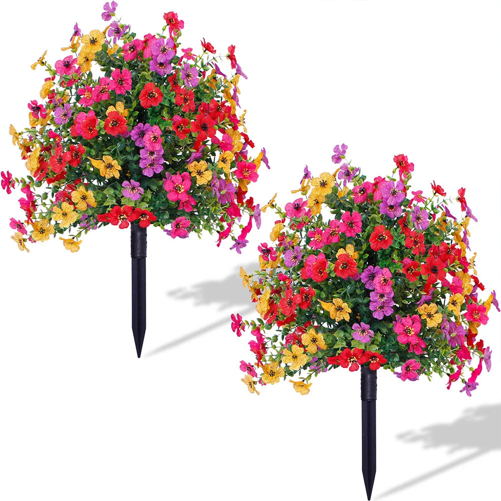 2Pcs Artificial Boxwood Topiary Ball Bushes, Anti-UV Outdoor Faux Shrubs with Ground Spike for Porch, Front Garden & Home Decor