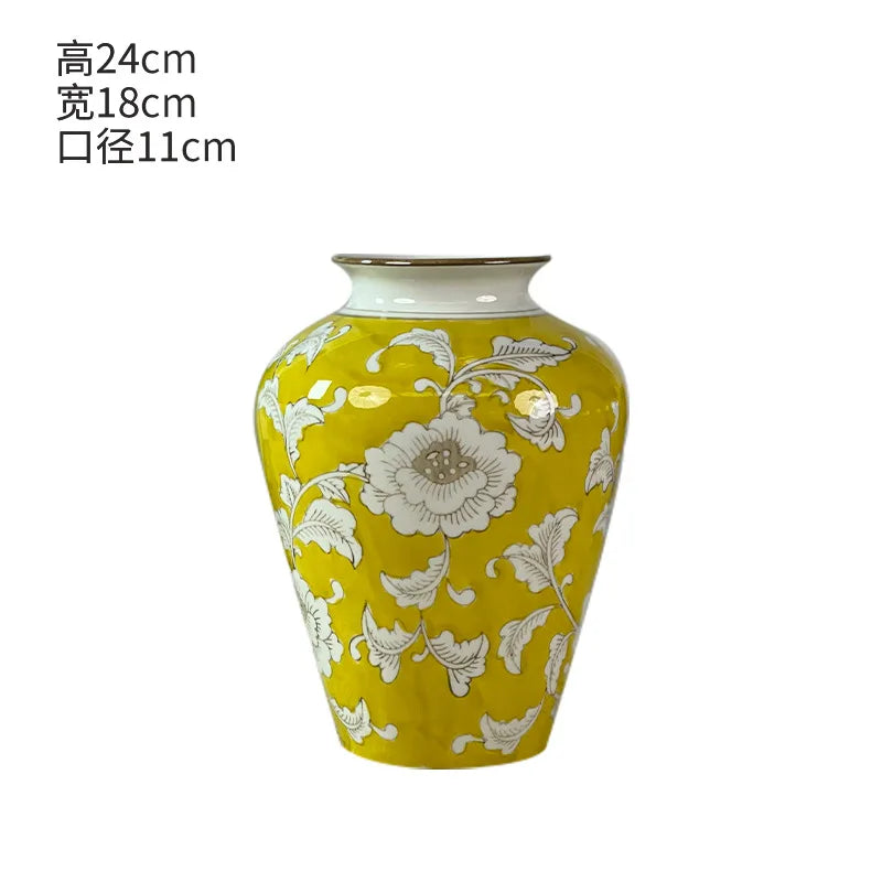 Blue and White Porcelain Retro Vase Ceramic Painted Flower Potted Plant Floral Hydroponic Vase Crafts Decoration Indoor Ornament