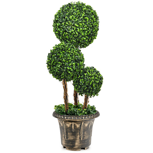 30' ' Artificial Topiary Triple Ball Tree Indoor Outdoor UV Resistant