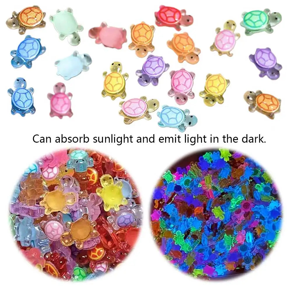 1000-100pcs Mini Resin Turtles Night Glow Turtle Figurines Multi-Function Glow in The Night Turtle Miniatures for Micro Landsca