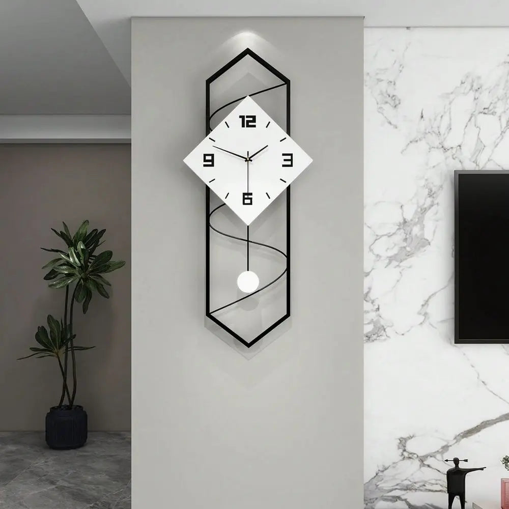 Decorative Modern Wall Clock,Silent Non-Ticking Quality Quartz Movement Battery Operated,Large Metal White Wall Clocks For Livi