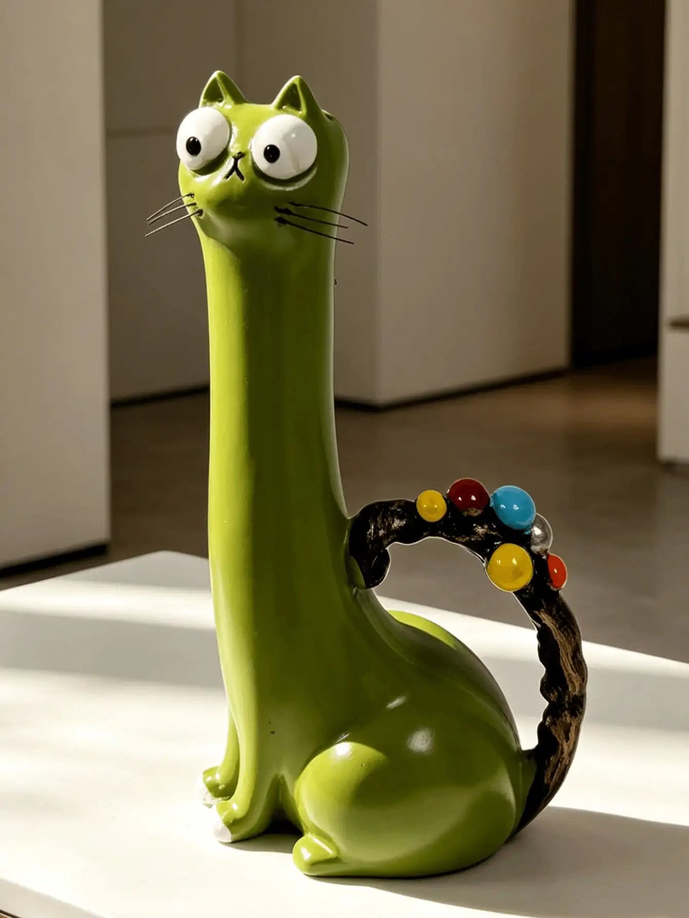 1Pc Healing Cartoon Cat Shaped Resin Vase - Creative Cute Pet Flower Vase, Fun Atmosphere Decor For Living Room & Desktop | Home