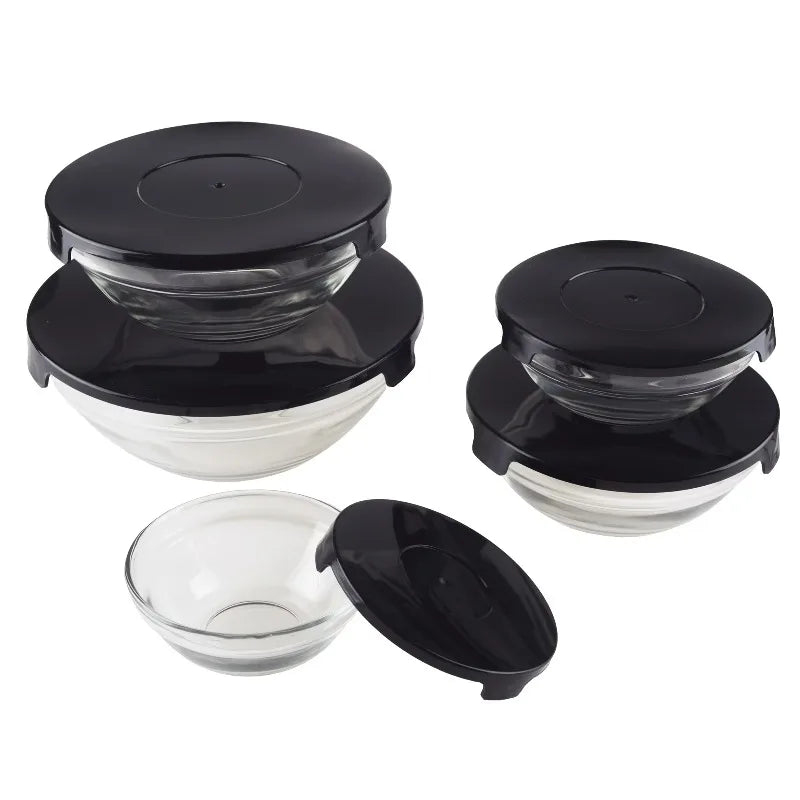 Glass Food Storage Containers with Snap Lids- 10 Piece Set by
