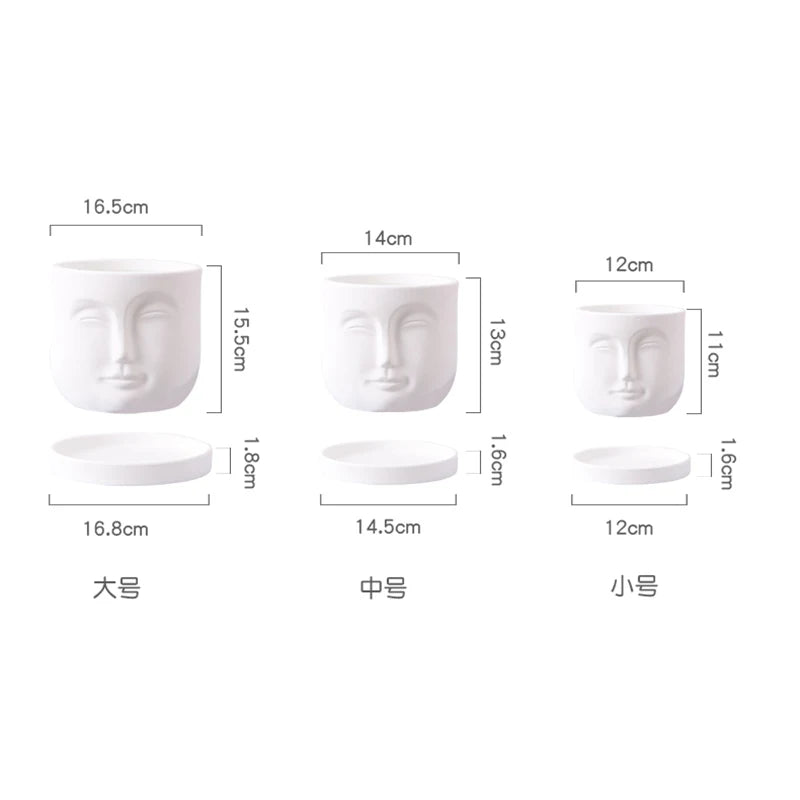 Creative Humanoid Head Ceramic Flower Pot Plant Flower Vase Garden Decoration Special-shaped Irregular Human Head Vase Art Decor