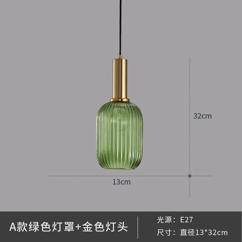 Dropshipping Glass Striped Pendant Lights Nordic loft Dining Room Kitchen Fixtures Ceiling Pendant Lamp Home Decor Hanging Lamp