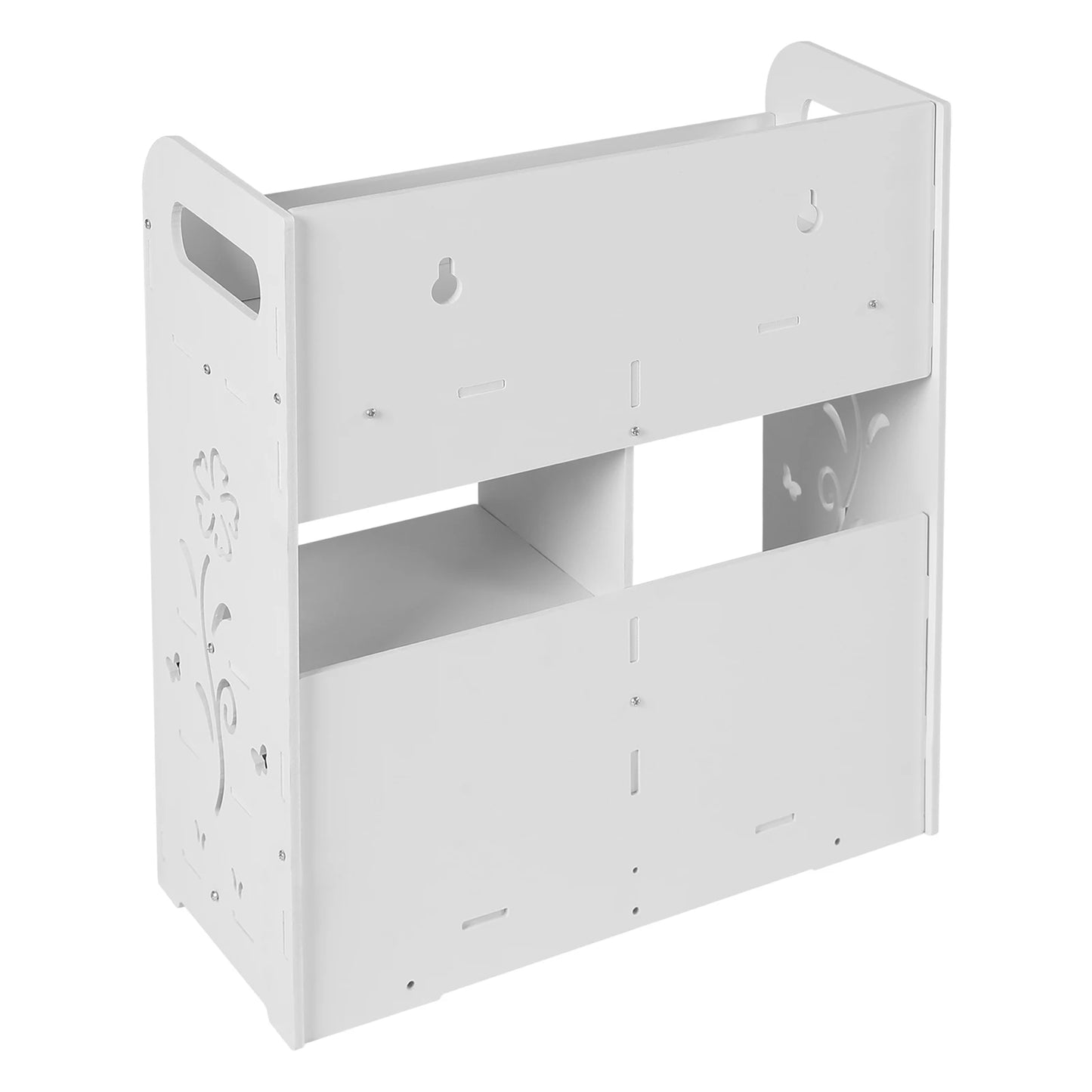 Wall Cabinet for Bathroom, White Space Saving Wall-Mounted Storage, 2 Drawers, 2 Closed Compartments, Top Shelf Organizer