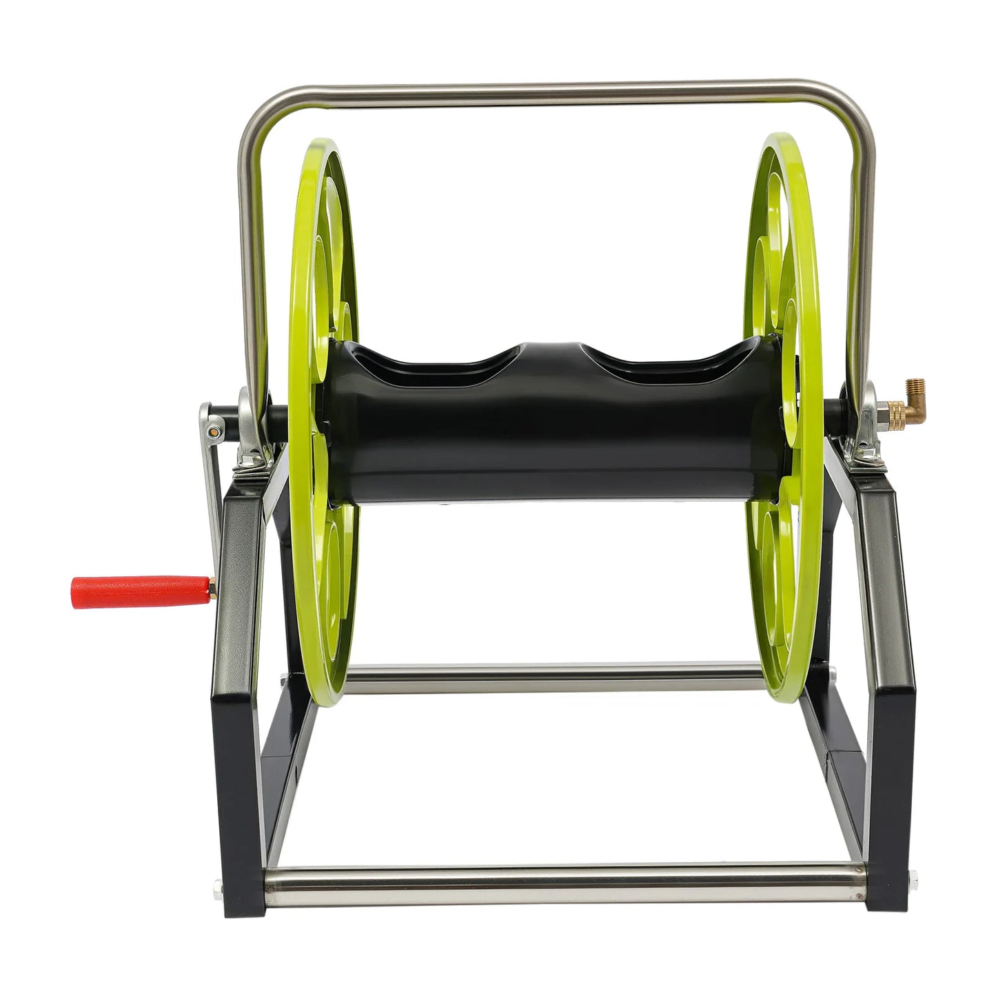 Garden Hose Reel, Metal Hose Reel, Water Hose Holder with 360° Swivel Nozzle & Crank Handle for Yard Lawn Patio Garden