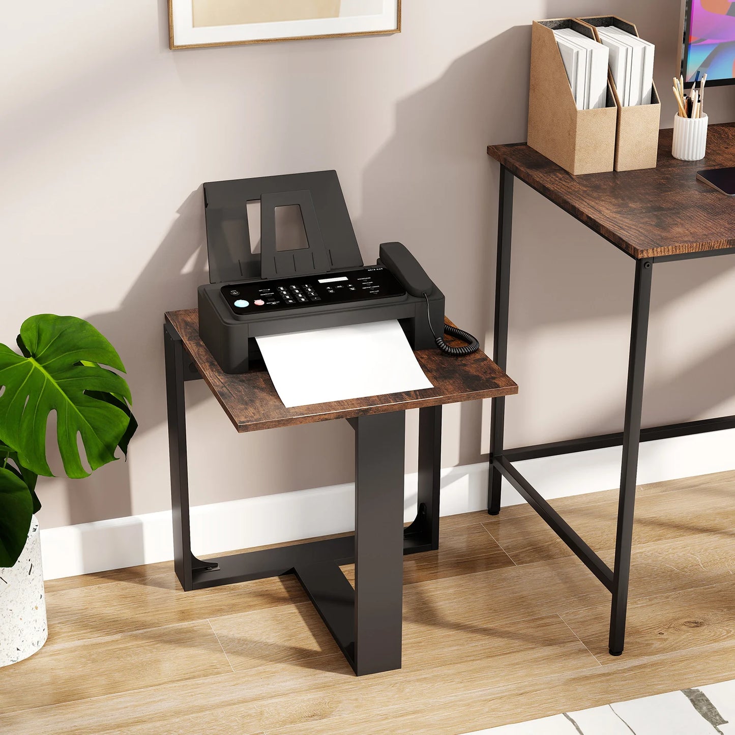 End Table, Industrial Sofa Side Table with Metal Frame for Small Space, Bedroom