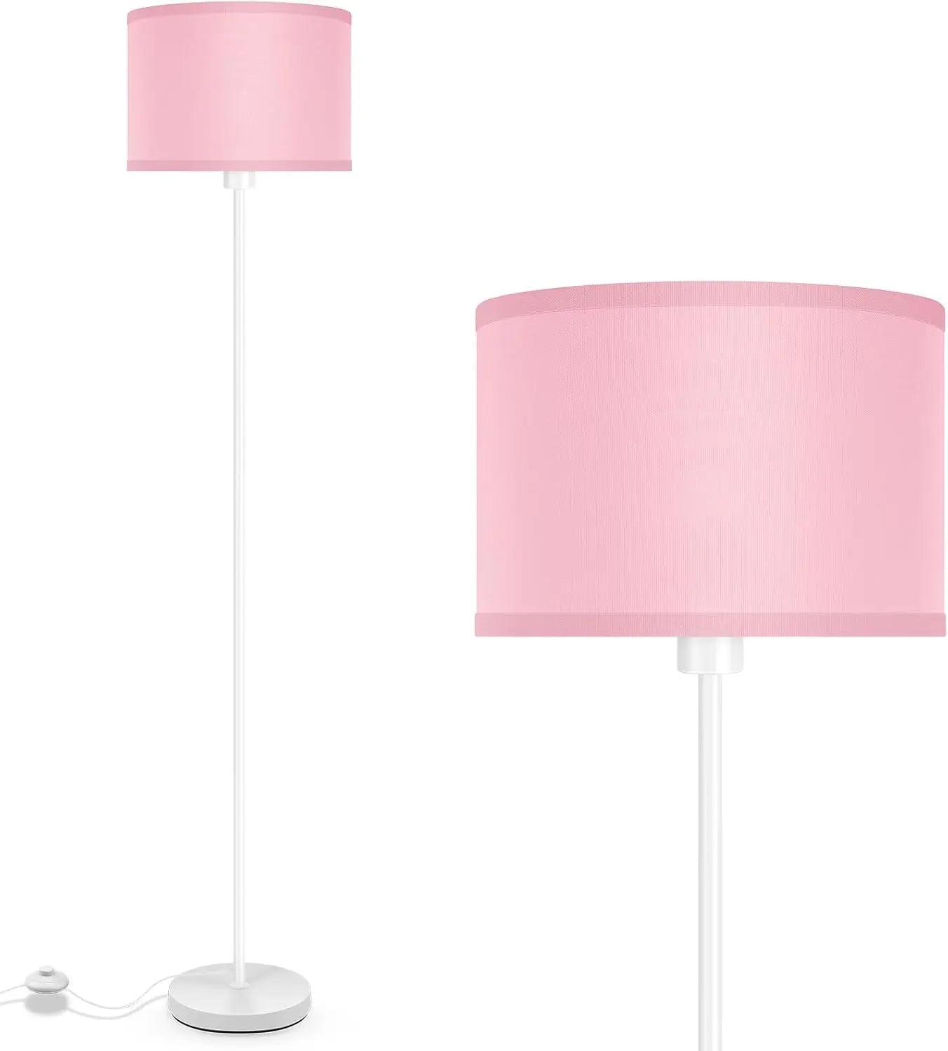 59" Pink Floor Lamp with Foot Switch,  Standing Light for Bedroom, Living Room, Kids Room