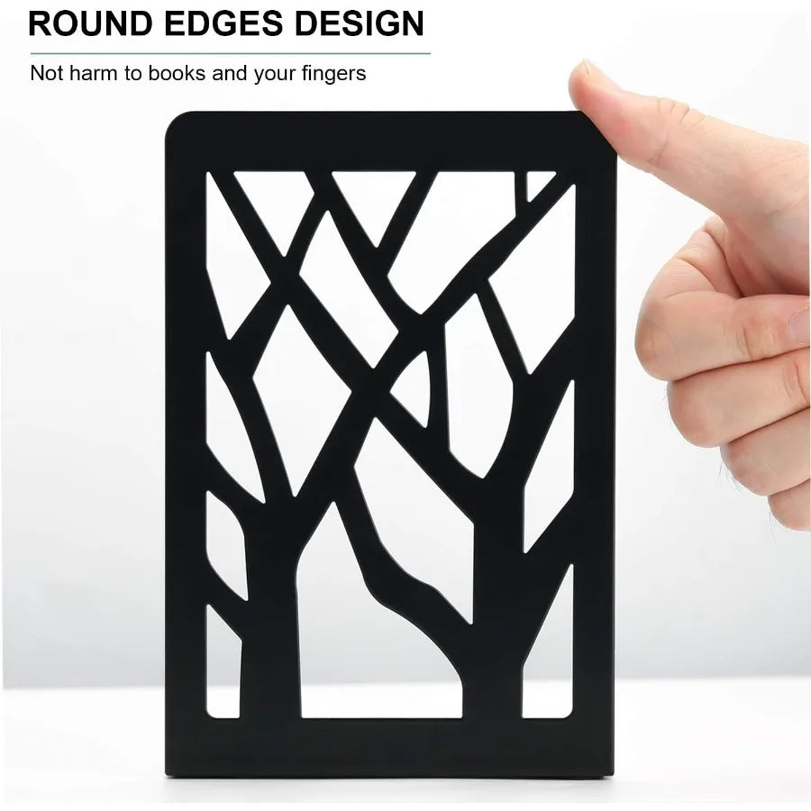 MaxGear Book Ends Tree Design Modern Bookends for Shelves Non-Skid Bookend Heavy Duty Metal Book Stopper for Books/DVDs Decorat