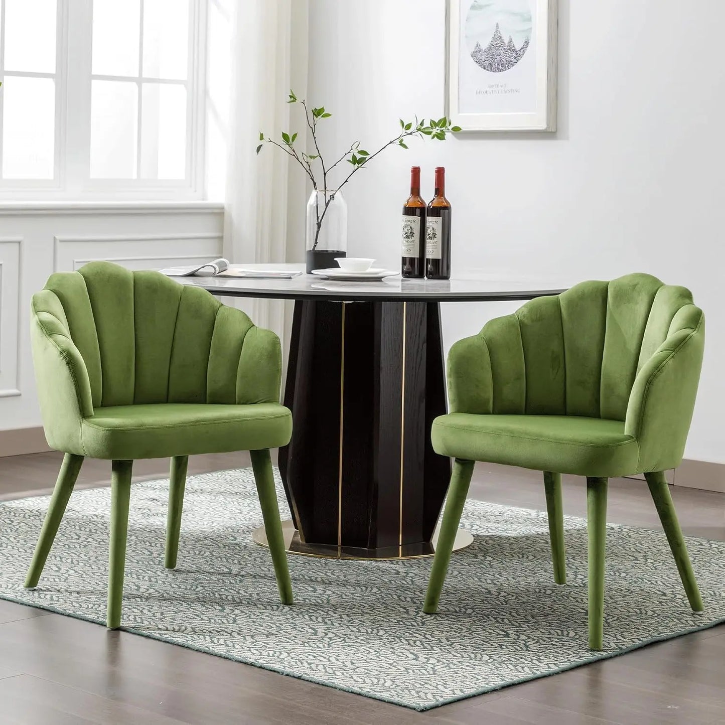 Velvet Dining Chairs Set of 2 Modern Accent Chairs Upholstery Side Chairs with Upholstered Wood Legs for Home, Customized