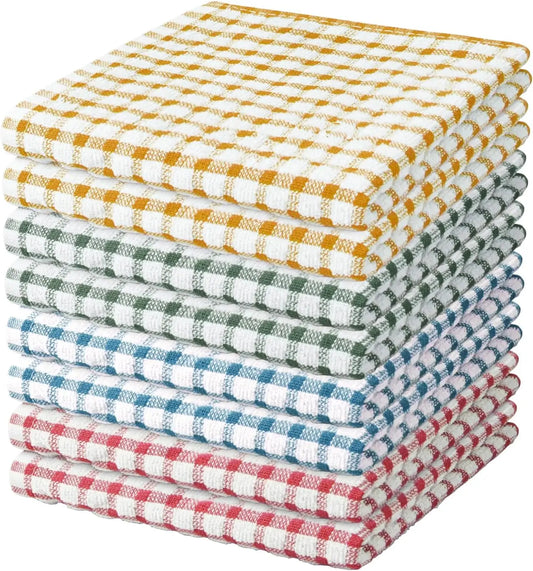 8 Pack Cotton Kitchen Dish Cloths, Absorbent Quick Dry Cleaning Rags 11x11 Inch