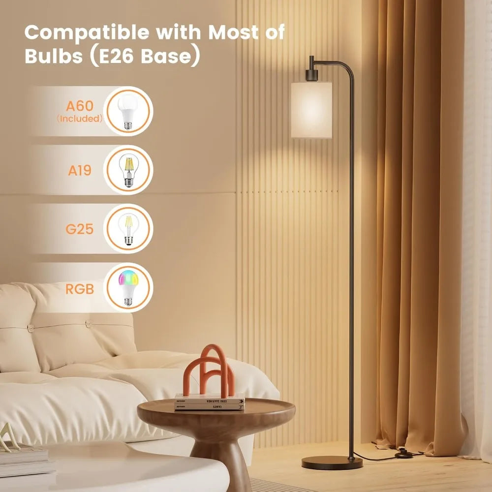 Dimmable Linen Shade Floor Lamp with Remote Control and 3 Color Options