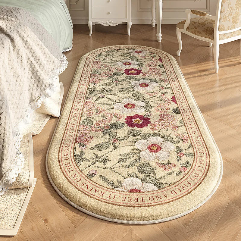 French Style Bedroom Decor Carpet Flower Pattern Carpets for Living Room Thick Plush Bedside Rug Fluffy Soft Cloakroom Floor Mat