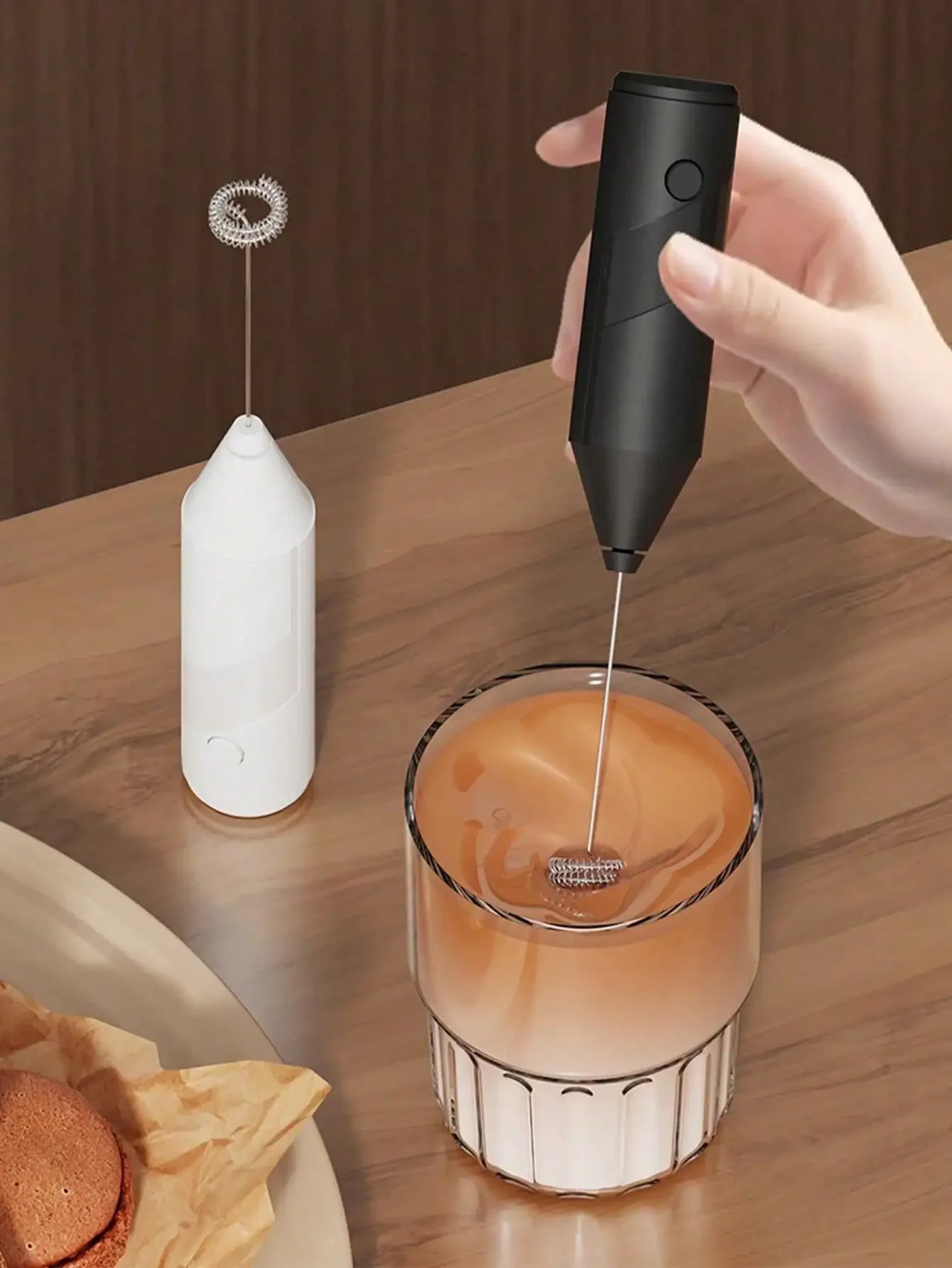 Electric Milk Frother, Handheld Milk Foamer, Mini Milk Frother, Coffee Stirrer, Stainless Steel Drink Mixer, Suitable For Coffee, Latte, Cappuccino, Matcha, Hot Chocolate, Portable Milk Frother, Cordless Electric Milk Frother