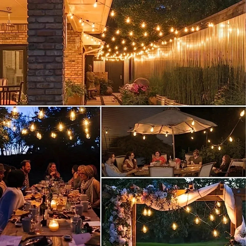200FT LED ST38 Ball String Lights Waterproof Outdoor Garden Garland String Lights Terrace Garden Pub Christmas Party Decoration