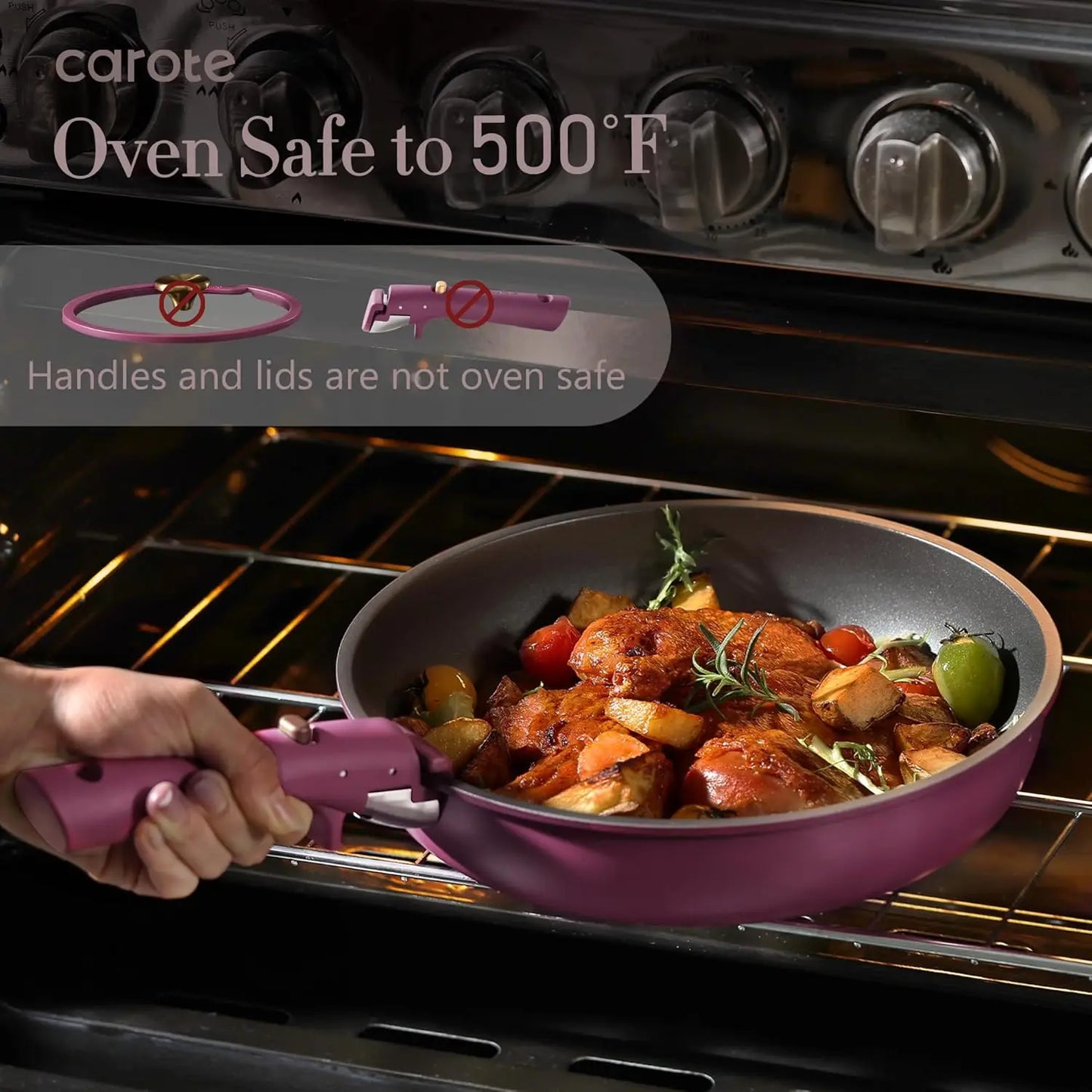21pcs Pots and Pans Set, Nonstick Cookware Set Detachable Handle, Induction Kitchen Cookware Sets Non Stick with Removable Handl