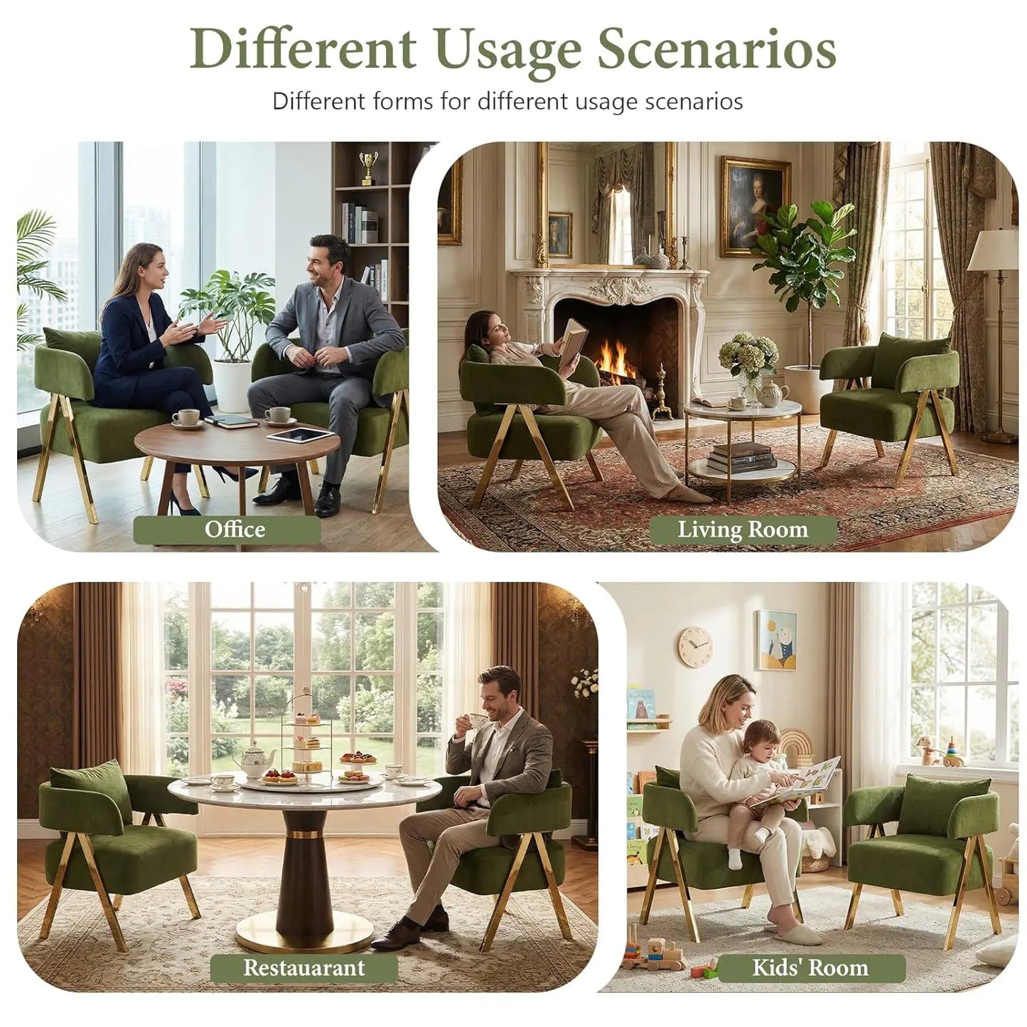 Modern Velvet Barrel Accent Chairs Set of 2, Comfy Reading Armchair for Living Room & Bedroom, Custom