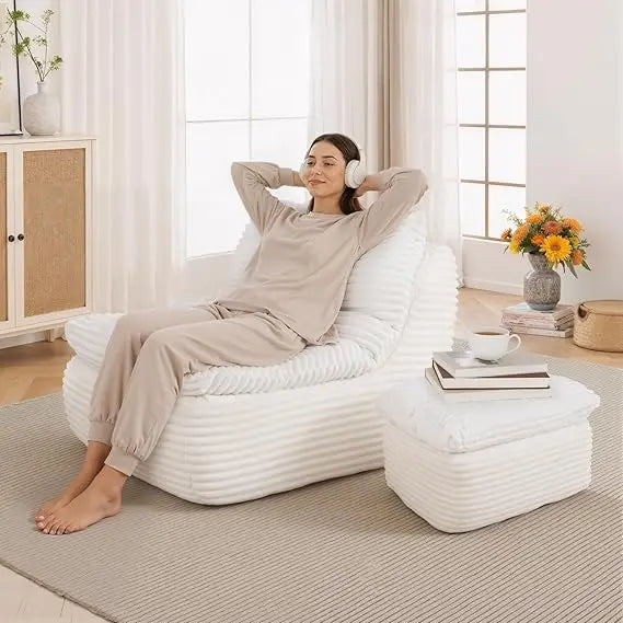 Frameless Recliner, Indoor Adult Beanbag Chair, Made with Compressed Memory Foam