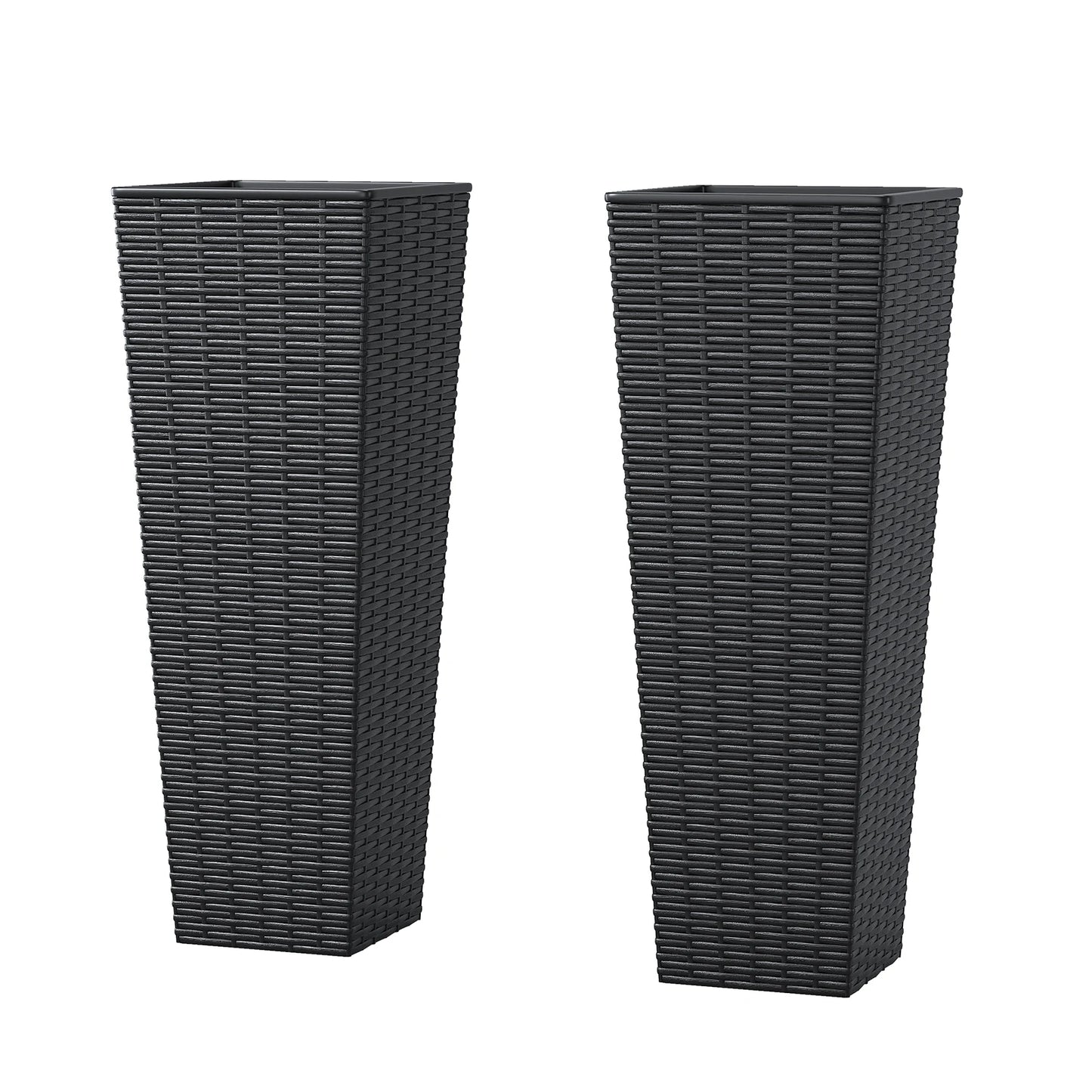 2pcs Resin Tall Plant Pots Large Tapered Flower Pots with Drainage Holes Removable Inner Pot for Garden Patio Porch Backyard