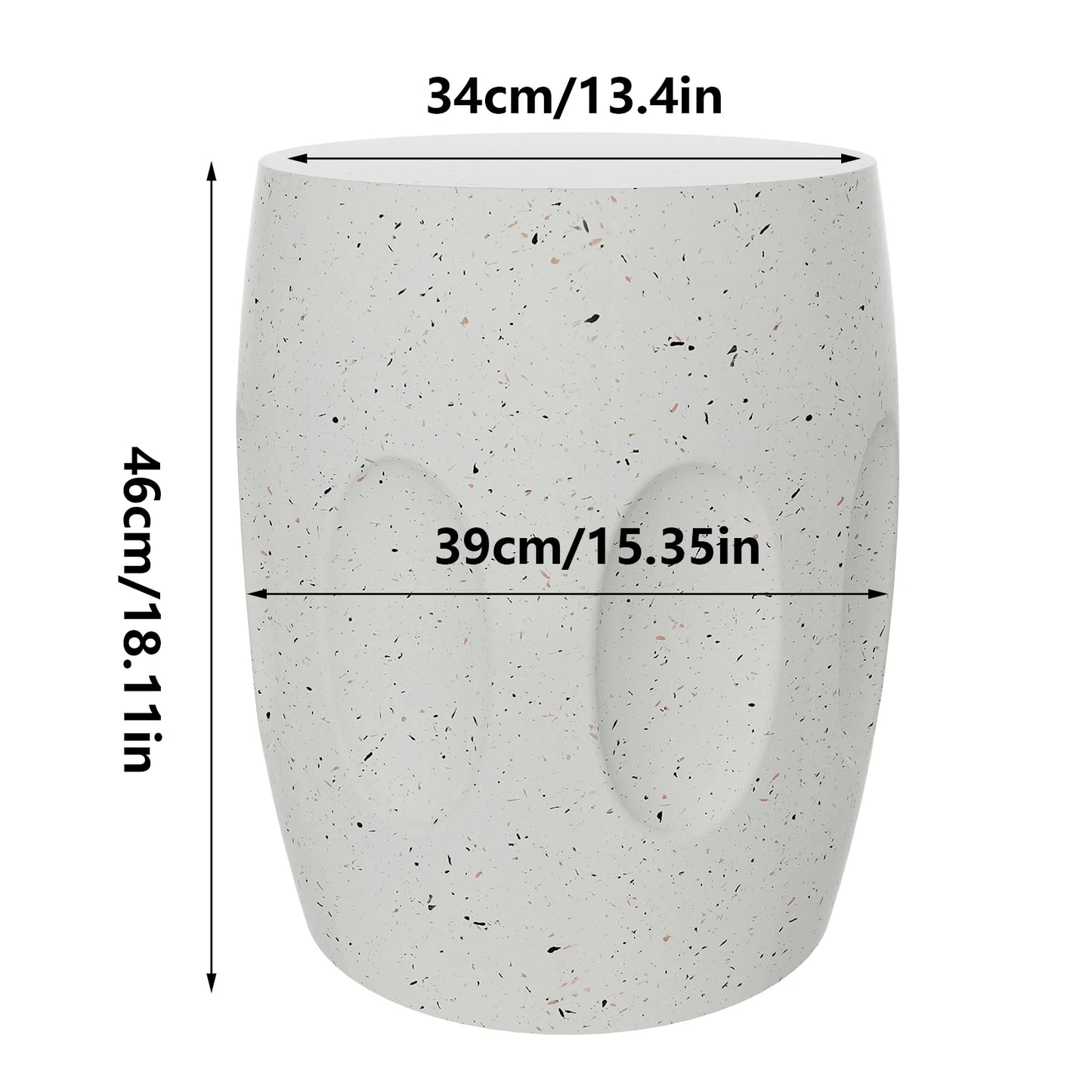 Unique Lightweight Concrete Side Table Decorative Garden Stool Faux Terrazzo Accent Table Small Coffee End Table