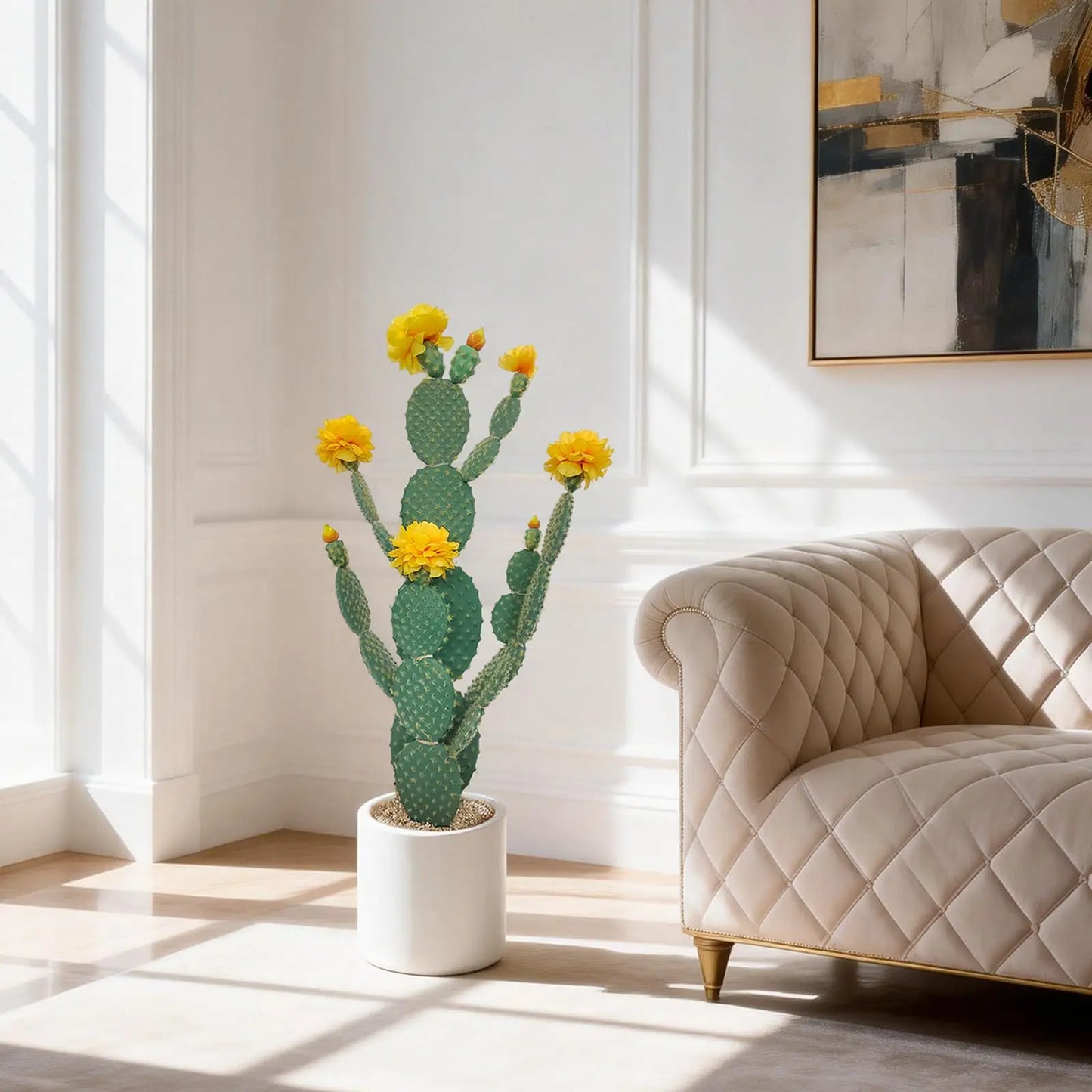 Faux Cactus Plant Artificial Cactus Plant, Realistic Texture Tall Fake Plant, Faux Desert Cacti Potted Plant with Planter