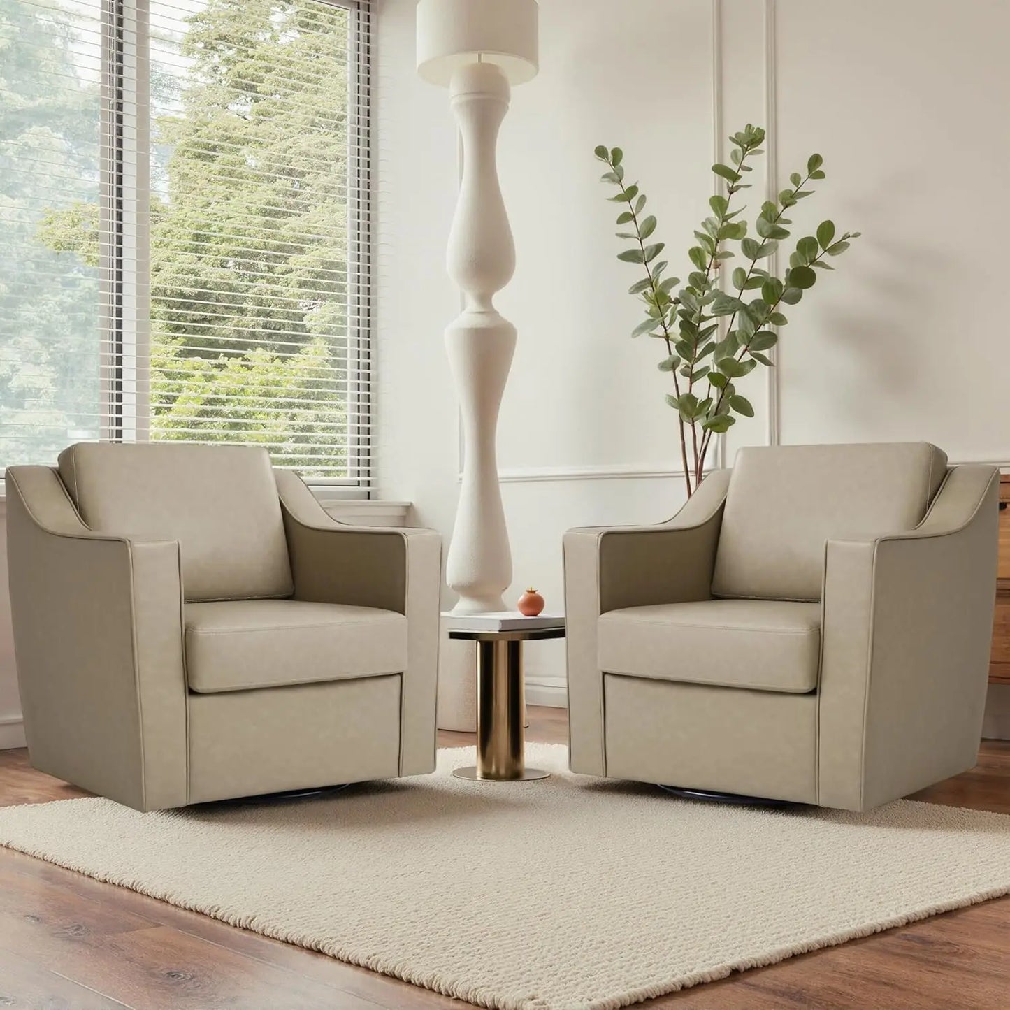 Swivel Chenille Accent Chair Set of 2, Modern Armrest Comfy Single Sofa for Living Room, Custom