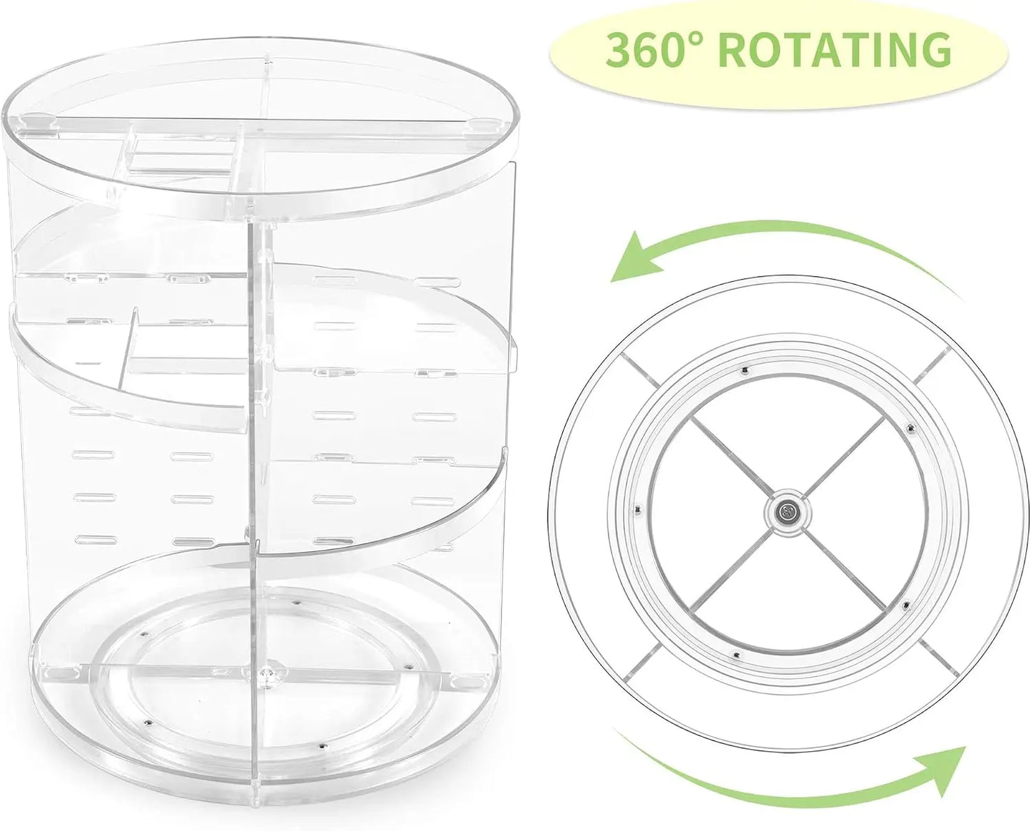 360 Rotating Makeup Organizer for Countertop, Spinning Cosmetic Holder with Adjustable Storage for Bedroom Vanity