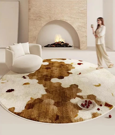 Cream Style Bedroom Decor Carpet Large Area Round Carpets for Living Room Home Thicken Washable Floor Mat Fluffy Soft Lounge Rug