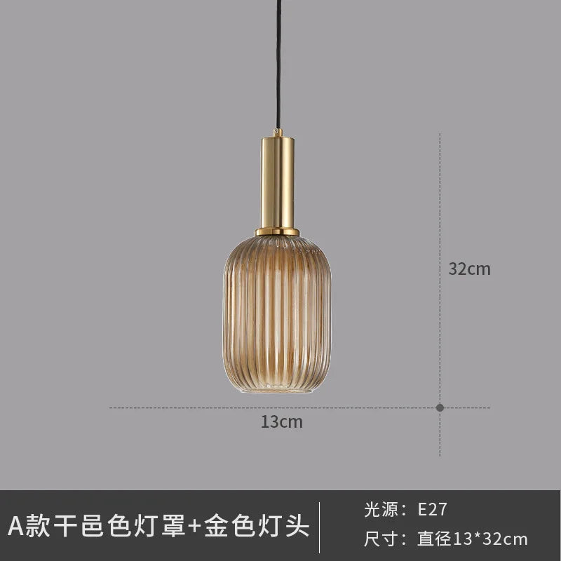 Dropshipping Glass Striped Pendant Lights Nordic loft Dining Room Kitchen Fixtures Ceiling Pendant Lamp Home Decor Hanging Lamp